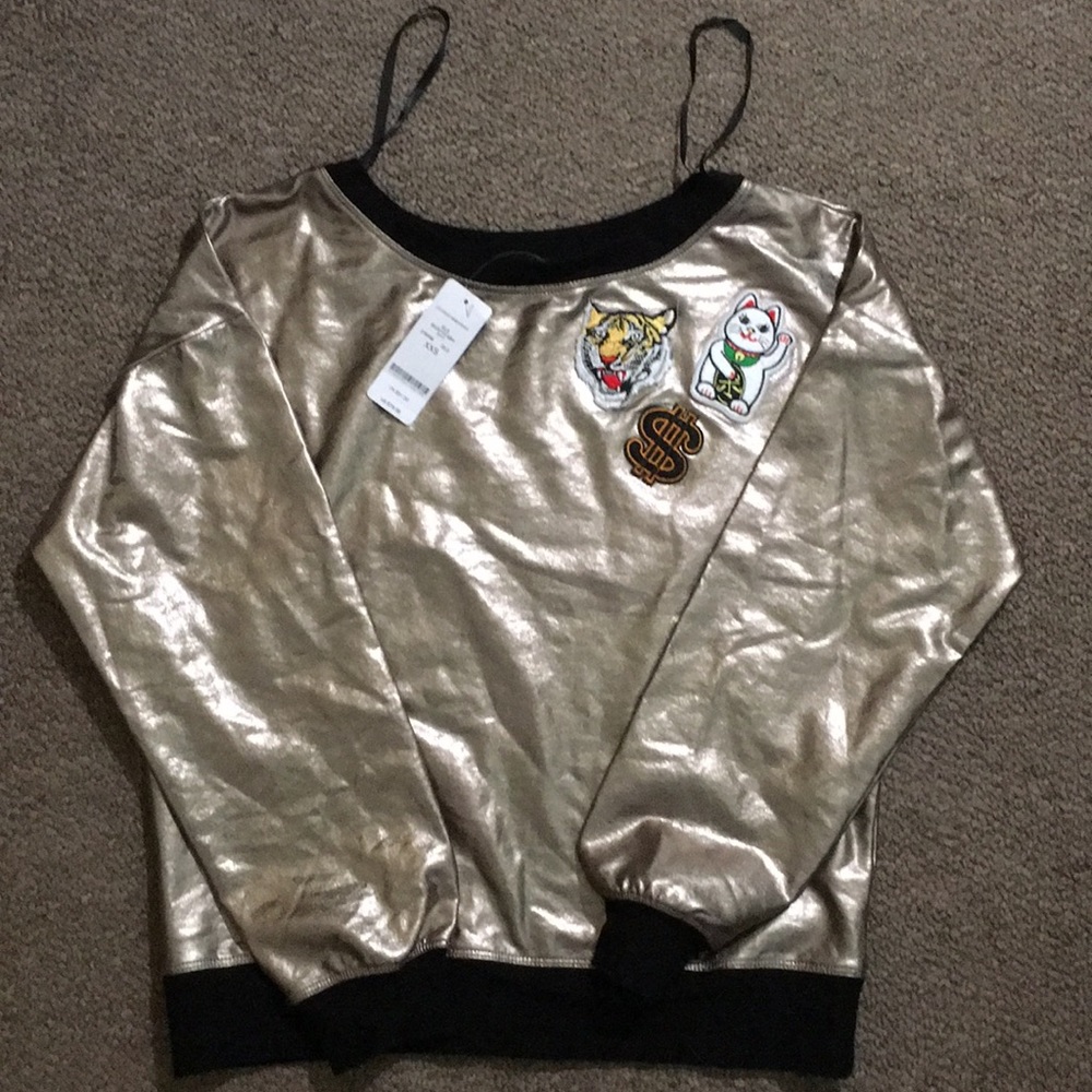BNWT bebe Tiger Cat Patch Foiled Sweatshirt XXS